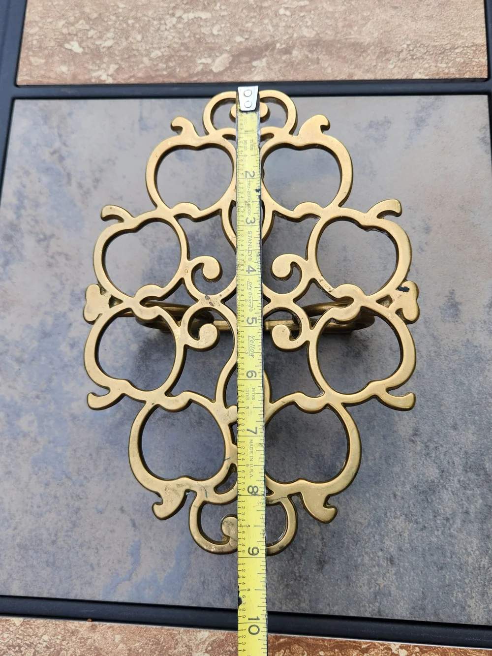 Solid Brass Warming Trivet In Apple Design